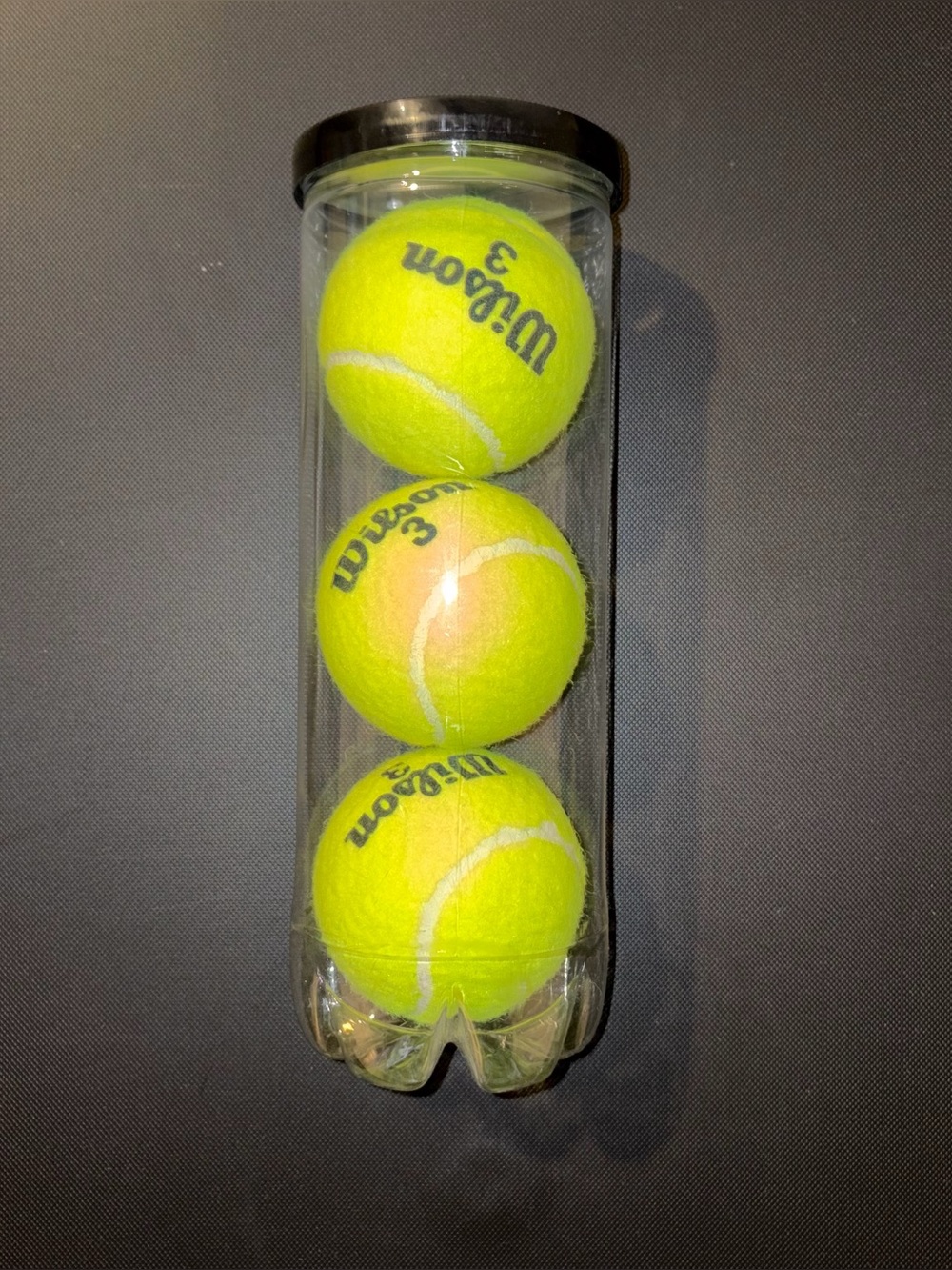 Wilson Neon Yellow Tennis Ball Trio in Clear Tube